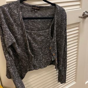 top and cardigan matching set in black/gray large